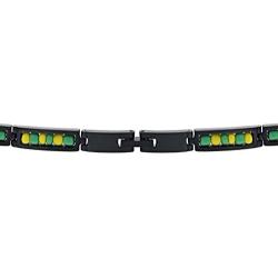 In Season Jewelry Black Stainless Steel Link Wristband Ilde de Orula Bracelet Babalawo Santeria 8''