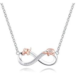 Infinity Pendant Necklace Elephant/Footprints Jewelry 925 Sterling Silver Lucky Elephant Necklace Valentine Birthday Xmas Gift for Women Girl