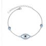 JZMSJF 925 Sterling Silver Evil Eye Bracelet White Blue Third Eye Chain for Women Girls