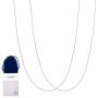 2 PACK - Italian Sterling Silver 1MM Box Chain, Silver Polishing Cloth Included, Sterling Silver Chain Necklace with Spring Clasp, Sturdy Thin Lightweight Chain Necklace, Velvet Gift Pouch Packaging