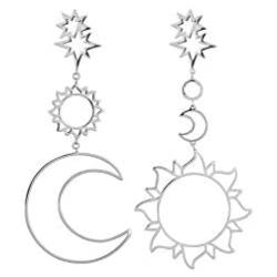 TIANHONGYAN Bohemian Lightweight Hollow Sun Moon Stars Asymmetric Big Drop Dangle Earrings for Women Girls Jewelry