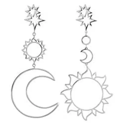 TIANHONGYAN Bohemian Lightweight Hollow Sun Moon Stars Asymmetric Big Drop Dangle Earrings for Women Girls Jewelry TIANHONGYAN Bohemian Lightweight Hollow Sun Moon Stars Asymmetric Big Drop Dangle Earrings for Women Girls Jewelry