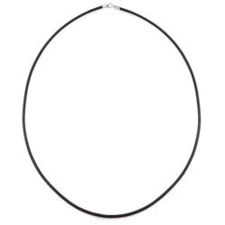 Plain Black Rubber Cord Necklace Pendant for Women for Men Teen Silver Plated Lobster Claw Clasp 14 16 18 20 24 Inch