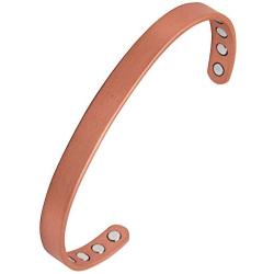 Copper Bracelet for Men and Women 99.9% Pure Copper Bangle 6.5'' Adjustable for Arthritis with 8 Magnets for Effective Joint Pain Relief, Arthritis, RSI, Carpal Tunnel (Plain Design, One Bracelet)