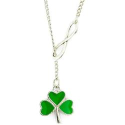 Soul Statement Shamrock Necklace St Patricks Day Accessories for Women Lucky Infinity 4-Leaf Clover Charm Pendant