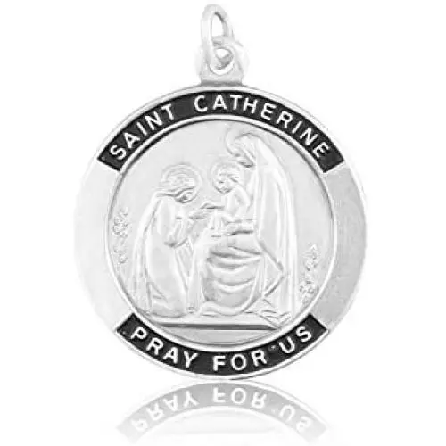 Saint Catherine of Siena Round Shape Pendant in 925 Sterling Silver Saint Catherine of Siena Round Shape Pendant in 925 Sterling Silver