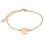 THREE KEYS JEWELRY Rose Gold Initial Bracelet for Girls Gifts Stainless Steel Dainty Coin Name Initial Charm Bracelet Alphabet Letter Pendant Initial Bracelets for Women with Initial