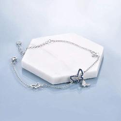 MONGAS Butterfly Charm Bracelet 925 Sterling Silver with CZ Adjustable Link Chain Jewelry for Women