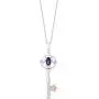 Jewelili Enchanted Disney Fine Jewelry 14K Rose Gold over Sterling Silver with 1/20 CTTW Amethyst Rose-de-France Rapunzel Key Pendant Jewelili Enchanted Disney Fine Jewelry 14K Rose Gold over Sterling Silver with 1/20 CTTW Amethyst Rose-de-France Rapunzel Key Pendant