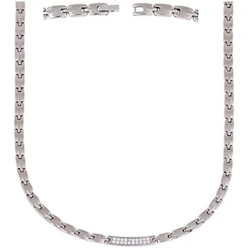 Elegant Titanium Magnetic Therapy Necklace Pain Relief for Neck Arthritis Migraine Headaches Shoulders And Back (Czech Stone Silver), Womens - Width: .25in Elegant Titanium Magnetic Therapy Necklace Pain Relief for Neck Arthritis Migraine Headaches Shoulders And Back (Czech Stone Silver), Womens - Width: .25in