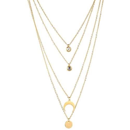 WangGao Layered Choker Necklaces Stainless Steel Handmade 4 Layer Multilayer Chain Necklaces Set for Women Girls