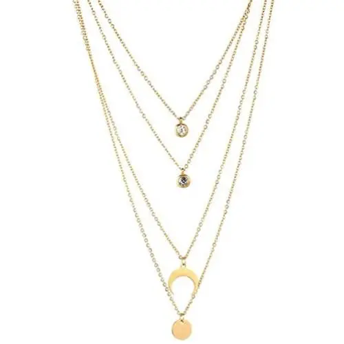 WangGao Layered Choker Necklaces Stainless Steel Handmade 4 Layer Multilayer Chain Necklaces Set for Women Girls WangGao Layered Choker Necklaces Stainless Steel Handmade 4 Layer Multilayer Chain Necklaces Set for Women Girls
