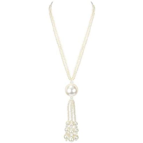 KOSMOS-LI Faux Pearl Strands Necklace for Women Colored Costume Statement Jewelry