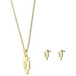 XIAOLI Gold-Tone Syringe Bible Cross Necklace Earrings Set Two Styles