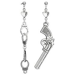 Infinity Love Heart Dangle Drop Earrings Asymmetry Double Heart Cool Pistol Handcuffs Earrings Stud for Couple Women Girls