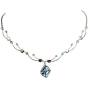 Faship Gorgeous Aqua Swarovski Crystal Floral Necklace Earrings Set