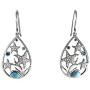 Sterling Silver Natural Larimar ''Hawaiian Stars'' Starfish Raindrop Pave Dangle Earrings