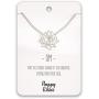 Happy Kisses Yoga Lotus Flower Necklace with OM Symbol – Cute Lotus Pendant Charm – with Empowering Message Card -Silver Plated