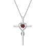 FANCIME Cross Necklace for Women Sterling Silver Birthstone Necklace Infinity Cross Crucifix Heart Necklace Pendant Birthstone Jewelry Gifts for Mom Birthday Gifts for Women Girls 16''+2''