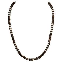 BlueRica Brown Coconut Wood and Puka Shell Beads Necklace