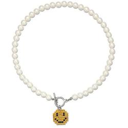 Pearl Pendant Necklace for Women,Y2k Fashion Pearls Strand for Egirl Eboy,Dainty Cute Smiley Toggle Necklace Jewelry for Women Girls