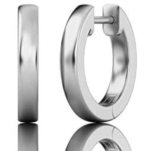 ALEVIRA 14K White and Yellow Gold-Plated Earrings - Ear Hoop Huggies for Women with Jewelry Box