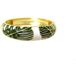 Aloha Jewelry Company Hawaiian Monstera Luau Leaves Hinged Clasp Fashion Enamel Bangle Bracelet