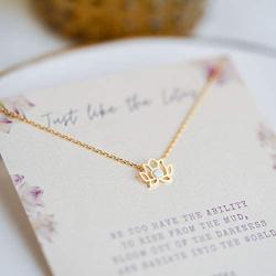 AEREKA Opal Lotus Flower Necklace - Minimal Jewelry for Women - Yoga Meditation Mindfulness Idea