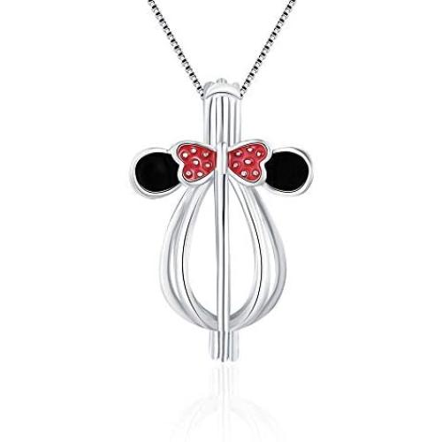 LGSY Mini Mouse Cage Pendants for Pearl Jewelry Making Sterling Silver, Design Pearl Cage Pendants for Adorable Gift