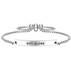 SOUSYOKYOSAM Dainty Cuff Bracelet - NOT Alone - Newly Pregnant Mom Long Distance Friend Jewelry Gift Ideas