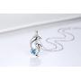 Dolphin Necklace 925 Sterling Silver Dolphin Jewelry with Blue Heart Shaped Crystals Circle Pendant Necklace Dolphin Mother Day Gift for Women Girls
