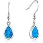 FANCIME Sterling Silver Opal Dangle Earrings White Fire/Blue Teardrop/Oval/Spiral Ribbon Hook Drop Earrings October Birthstone Fine Jewelry for Women Girls