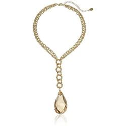 1928 Jewelry Pearshape Briolette Y-Shaped Necklace, 16'' + 2'' Extender