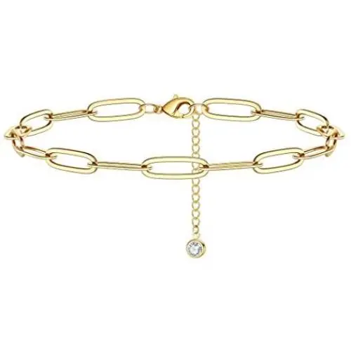 IEFSHINY Gold Paperclip Link Chain Necklace Bracelet Anklet, 14K Gold Plated Dainty Oval Link Chain Necklace Bracelet Anklet Paperclip Chain Gold Jewelry for Women Girls IEFSHINY Gold Paperclip Link Chain Necklace Bracelet Anklet, 14K Gold Plated Dainty Oval Link Chain Necklace Bracelet Anklet Paperclip Chain Gold Jewelry for Women Girls