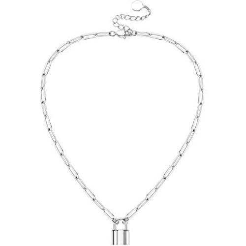 BOUTIQUELOVIN Padlock Pendant Necklace for Women | 14K Gold Plated Paperclip Chain Lock Pendant for Girls