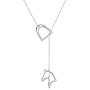 JZMSJF 925 Sterling Silver Lucky Horse Stirrup Y Chain Lariat Necklace Horse Gift Jewelry for Women Girls