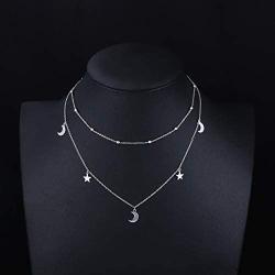 S925 Sterling Silver Layered Choker Jewelry Clavicle Double Short Chain Necklace Gift for Women Girls