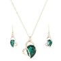 2Pcs/Set Heart Color Drop Dangle Necklace & Earring for Women, 14K Gold Plated Dainty Crystals Heart-Shape Pendant Necklace & Earring Jewelry Gifts for Women Girls