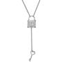 ELEGANZIA Lock Necklace for Women Teen Girls, Sterling Silver Chain Cubic Zirconia Lock Key Drop Necklace for Wife Girlfriend
