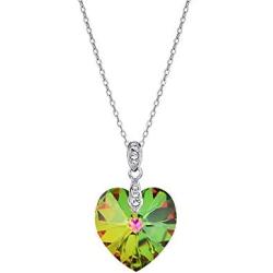 Love Heart Pendant Necklaces for Women Silver Tone Crystals Jewelry Gifts for Party/Anniversary Day/Birthday Swarovski 17MM Crystal Pendant 18” Necklace Jewelry | Silver Chain