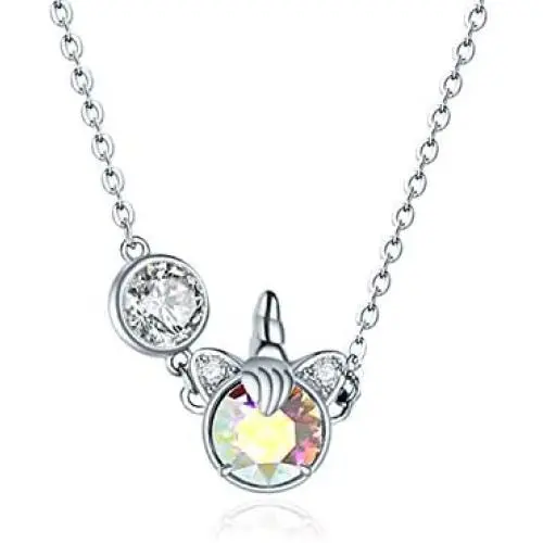 AOBOCO Aurora Unicorn Sterling Silver Unicorn Necklace Embellished with Crystals from Austria, 18'' + 2'' O-chain, Anniversary Birthday Unicorn Jewelry Gifts for Women Daughter Girlfriend Wife Niece AOBOCO Aurora Unicorn Sterling Silver Unicorn Necklace Embellished with Crystals from Austria, 18'' + 2'' O-chain, Anniversary Birthday Unicorn Jewelry Gifts for Women Daughter Girlfriend Wife Niece