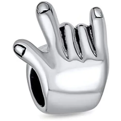 Personalized Initial BFF Hand Sign Symbol I Love You Sign Language Charm Bead For Women Teen Oxidized .925 Sterling Silver Fits European Bracelet Personalized Initial BFF Hand Sign Symbol I Love You Sign Language Charm Bead For Women Teen Oxidized .925 Sterling Silver Fits European Bracelet