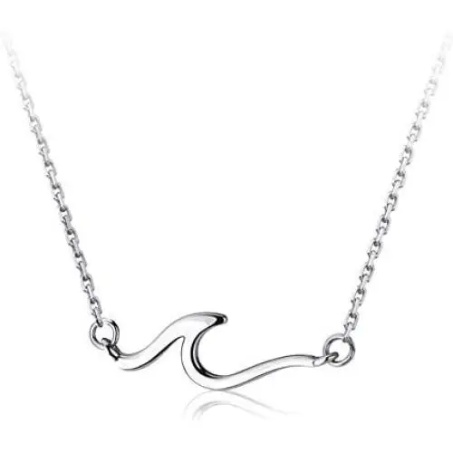Ocean Wave Necklace for Women Teen Girls Kids 925 Sterling Silver 18K White Gold Plated Minimalist Line Pendant Choker Necklace Adjustable Chain 18'' Sea Beach Summer Jewelry Gift for Surfer Lover Ocean Wave Necklace for Women Teen Girls Kids 925 Sterling Silver 18K White Gold Plated Minimalist Line Pendant Choker Necklace Adjustable Chain 18'' Sea Beach Summer Jewelry Gift for Surfer Lover