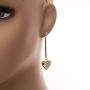 Cowlyn Heart Earrings Love Pendant Long 925 Silver Needle 14K Gold Dangle Drop Stud Cute Jewelry Gift for Women