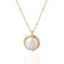 NUZON 14K Gold Delicate Paperclip Chain Heart Pendant/Satelitte Chain Pearl Pendant Necklace Simple Dainty Jewelry for Women Girls 16