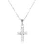 Sterling Silver Swarovski Zirconia Delicate Cross Pendant Necklace, 18.5''