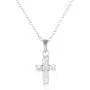 Sterling Silver Swarovski Zirconia Delicate Cross Pendant Necklace, 18.5''
