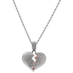 Moca Jewelry Broken Heart Chain Band Aid Design Creative Pendant 18K Gold Plated Necklace for Men Women
