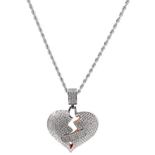 Moca Jewelry Broken Heart Chain Band Aid Design Creative Pendant 18K Gold Plated Necklace for Men Women
