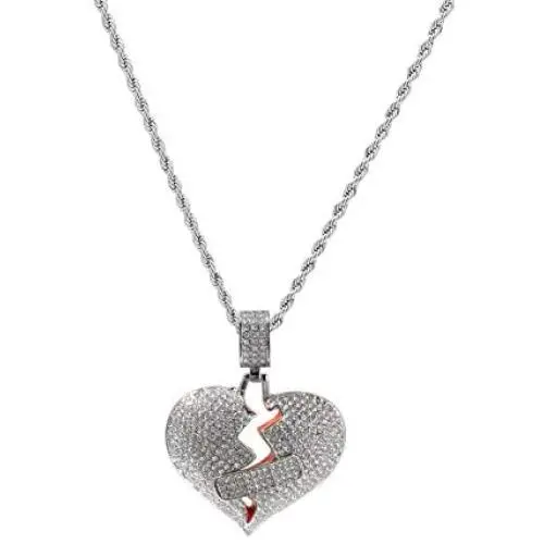 Moca Jewelry Broken Heart Chain Band Aid Design Creative Pendant 18K Gold Plated Necklace for Men Women